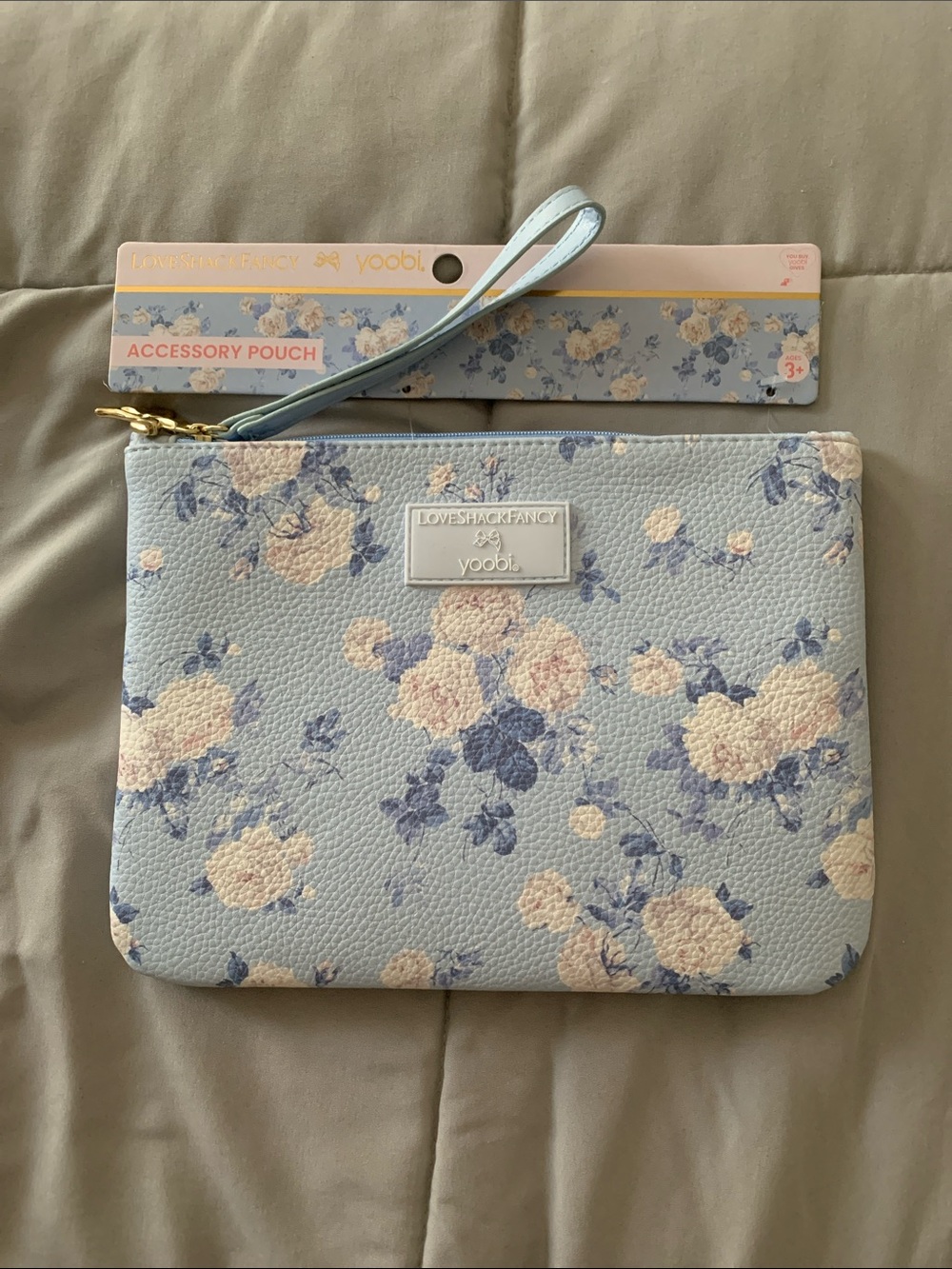 NWT LoveShackFancy x Target blue floral accessory pouch